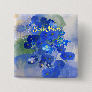 Blaues Blume-Button Button