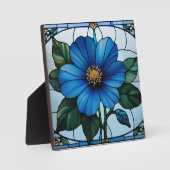 Blaues Blume-Farbglas Fotoplatte (Vorderseite)