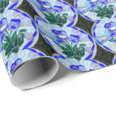 blaues Blume Geschenkpapier (Rolleneckpunkt)
