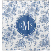 Blaues Blume-Muster Duschvorhang (Vorderseite)