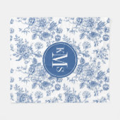 Blaues Blume-Muster Fleecedecke (Vorderseite (Horizontal))