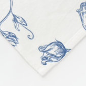 Blaues Blume-Muster Fleecedecke (Ecke)