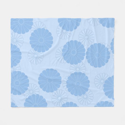 Blaues Blume-Muster Fleecedecke (Vorderseite (Horizontal))