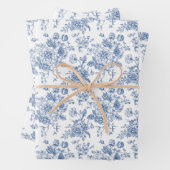 Blaues Blume-Muster Geschenkpapier Set (Beispiel)