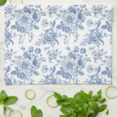 Blaues Blume-Muster Geschirrtuch (Gefaltet)