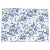 Blaues Blume-Muster Große Geschenktüte (Rückseite)