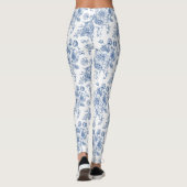 Blaues Blume-Muster Leggings (Rückseite)