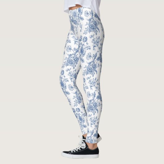 Blaues Blume-Muster Leggings (Links)