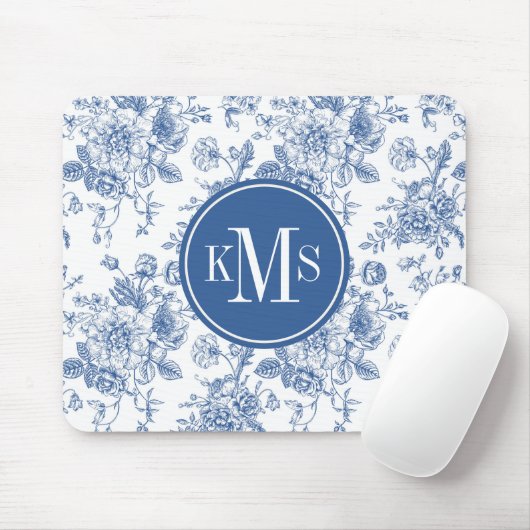 Blaues Blume-Muster Mousepad (Mit Mouse)