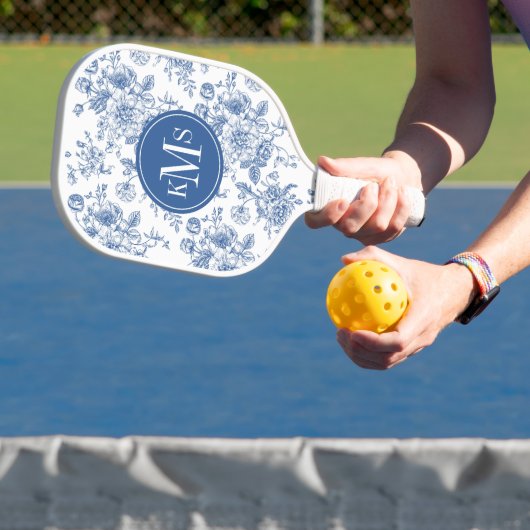 Blaues Blume-Muster Pickleball Schläger (InSitu)