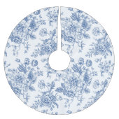 Blaues Blume-Muster Polyester Weihnachtsbaumdecke (Vorderseite)