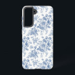 Blaues Blume-Muster Samsung Galaxy Hülle<br><div class="desc">Karo aus diesem Design mit einem blauen Blumenmuster.</div>