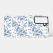 Blaues Blume-Muster Samsung Galaxy Hülle (Rückseite (Horizontal))