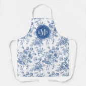Blaues Blume-Muster Schürze (Vorderseite)