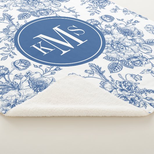 Blaues Blume-Muster Sherpadecke (3/4)