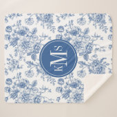 Blaues Blume-Muster Sherpadecke (Vorderseite (Horizontal))