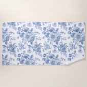 Blaues Blume-Muster Strandtuch (Vorderseite)