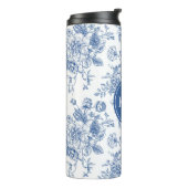 Blaues Blume-Muster Thermosbecher (Nach links gedreht)