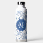 Blaues Blume-Muster Trinkflasche (links)