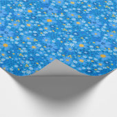 Blaues Blume-Verpackungspapier Geschenkpapier (Ecke)