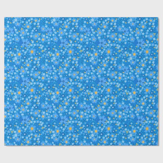 Blaues Blume-Verpackungspapier Geschenkpapier (Flach)