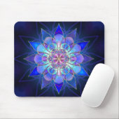 Blaues Blumemandala-Fraktal Mousepad (Mit Mouse)