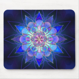 Blaues Blumemandala-Fraktal Mousepad