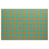 Blaues Blumen-Blumenmuster-hellorangeer Stoff (Yard (91,4 cm))