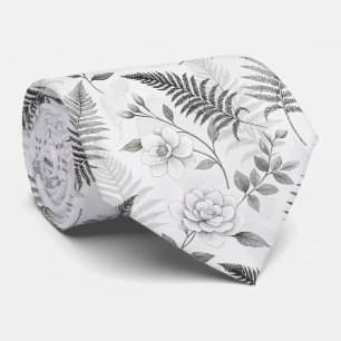 Blaues Blumen-Botanik-Muster im Vintage-Stil Krawatte