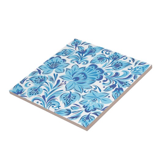 Blaues Blumen Fliese (Seite)