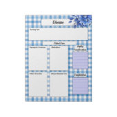 Blaues Blumen-Gingham _ Disease Temp 2 Notizblock (Rotiert)