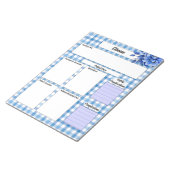 Blaues Blumen-Gingham _ Disease Temp 2 Notizblock (angewinkelt)