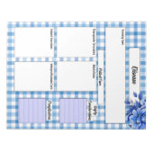 Blaues Blumen-Gingham _ Disease Temp 2 Notizblock (Vorderseite)