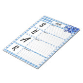 Blaues Blumen-Gingham _ SBAR Temp Notizblock (angewinkelt)