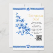 Blaues Blumen Hochzeitsgeschenk QR-Code-Schild Einladung (Vorderseite)