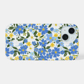 Blaues Blumen-iPhone-Case iPhone 15 Hülle (Rückseite (Horizontal))