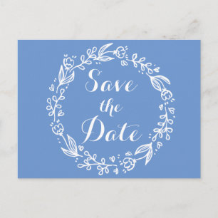 Blaues Blumen-Save-the-Date-Blumen-Verlobungsankün Postkarte