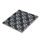 Blaues Blumen-Schädel-Serie Design 1 Fliese (Seite)