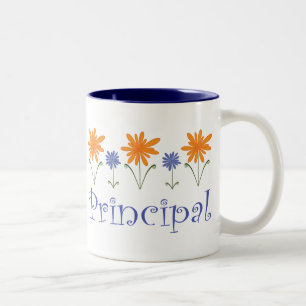 Blaues Blumen-Schulvorsteher-Geschenk Zweifarbige Tasse