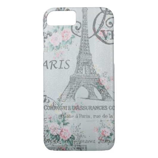 blaues Blumen Turms Shabby Chicparis Eiffel Case-Mate iPhone Hülle (Rückseite)