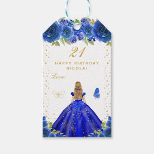 Blaues Blumenblondes Mädchen Alles Gute zum Geburt Geschenkanhänger
