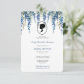 Blaues Blumenbräunentum, Brauttee-Regie Einladung (Stehend Vorderseite)
