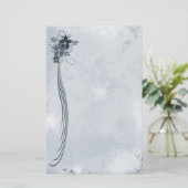 Blaues Blumenbriefpapier Briefpapier (Stehend Vorderseite)