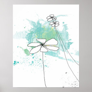 Blaues Blumenc$spritzen-plakat Poster