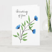 Blaues Blumendenken Karte (Vorderseite)