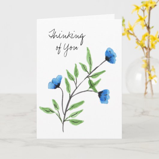 Blaues Blumendenken Karte (Gelbe Blume)