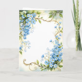 Blaues Blumendesign in der Ecke Karte (Rückseite)