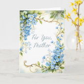 Blaues Blumendesign in der Ecke Karte (Gelbe Blume)