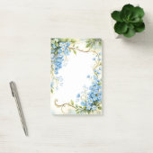 Blaues Blumendesign in der Ecke Post-it Klebezettel (Büro)