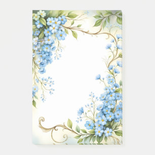 Blaues Blumendesign in der Ecke Post-it Klebezettel